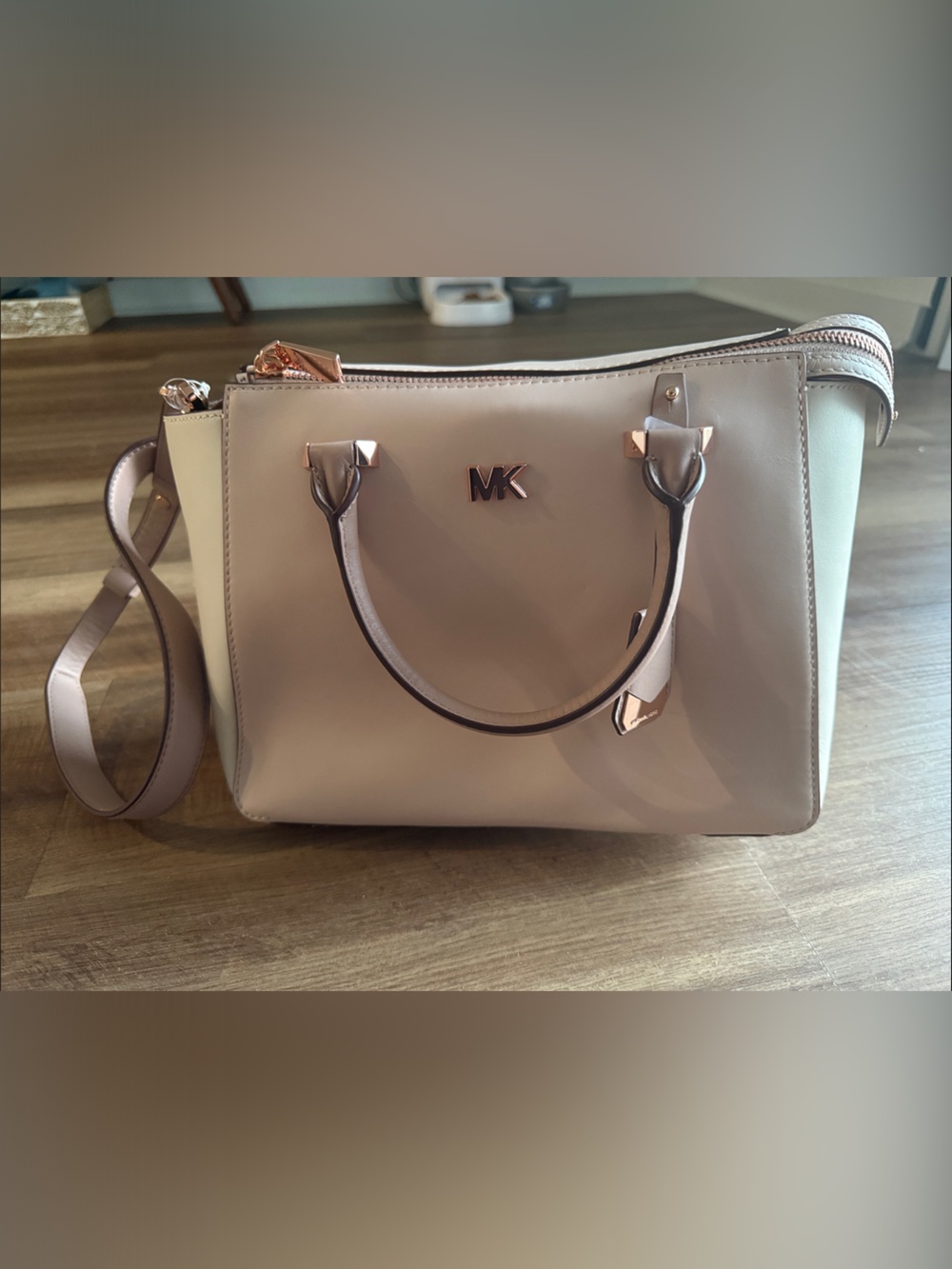 Michael Kors Blush and Cream Leather Satchel with Strap - Picture 7 of 7